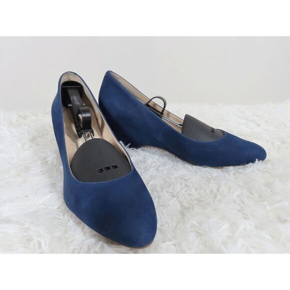 Cole Haan The Go-To Wedge Womens Nubuck  Marine Blue Nubuck Size 10B - Picture 2 of 9